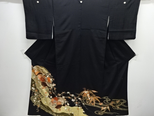 JAPANESE KIMONO / TOMESODE / EMBROIDERY / FLOWER & BIRD / FLOWER & BIRD